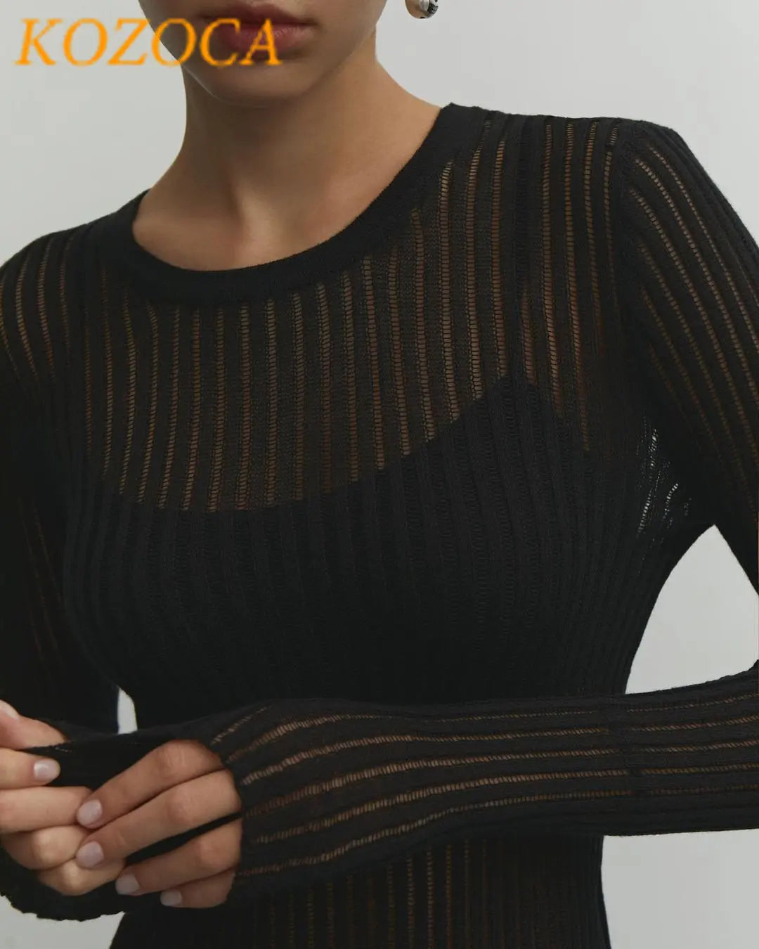 White Elegant Striped See Through Women Tops
