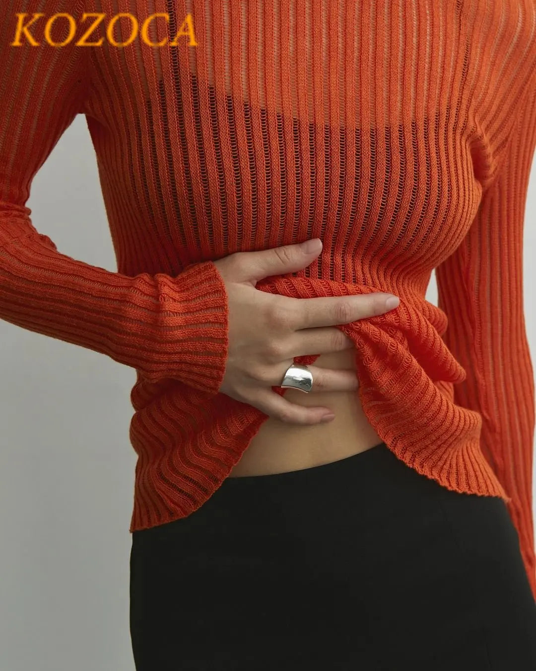 White Elegant Striped See Through Women Tops