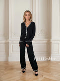 3 -room vesting set, sleeveless sweater and high -knit size pants
