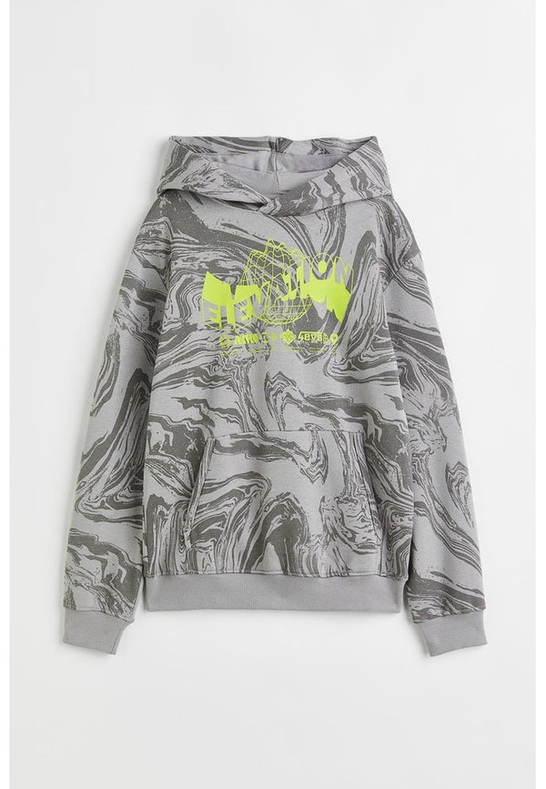 HOODIE - GREY W BROWN
